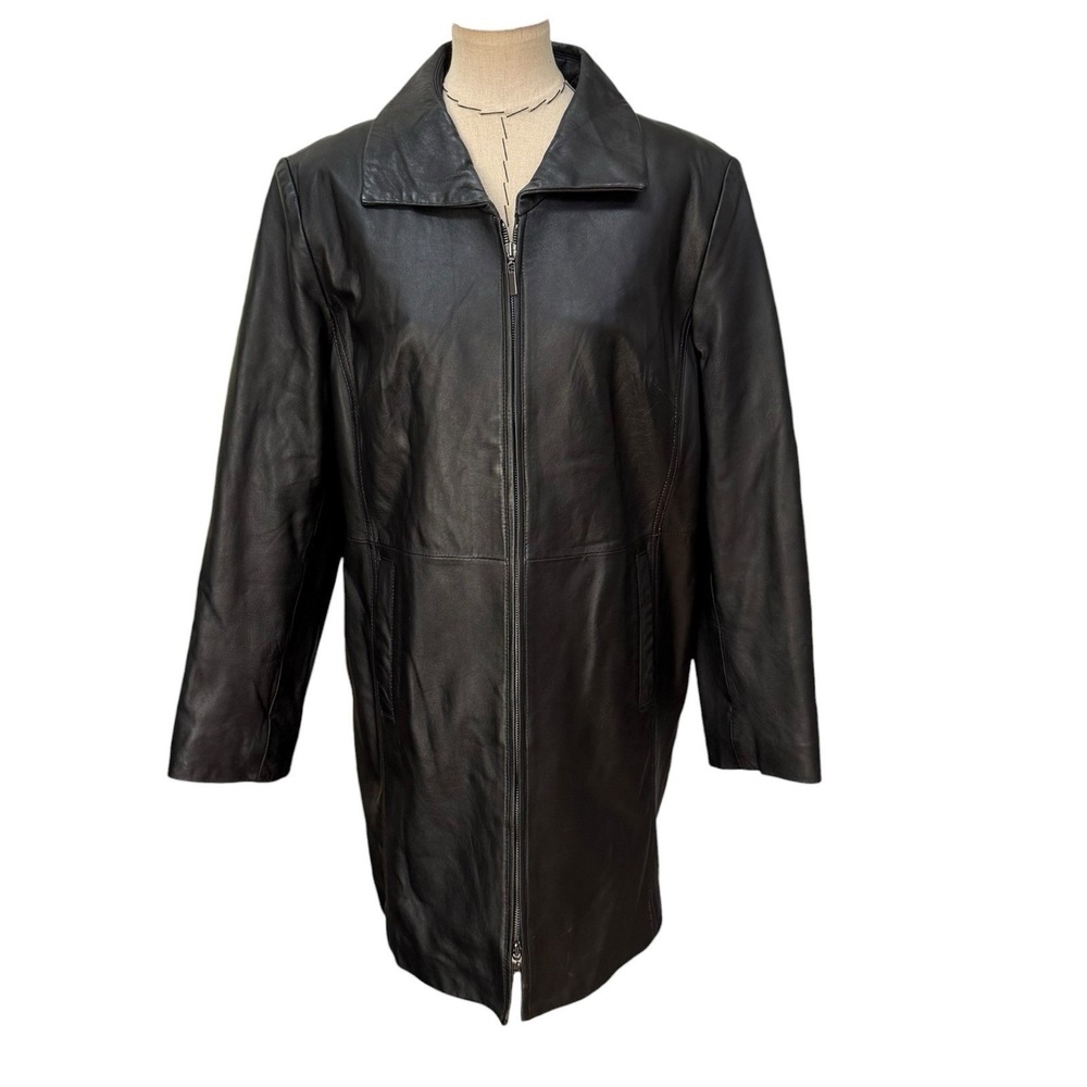 Jaclyn Smith Leather Jacket Black Front Zip Coat Women's Size XL Classic Blazer